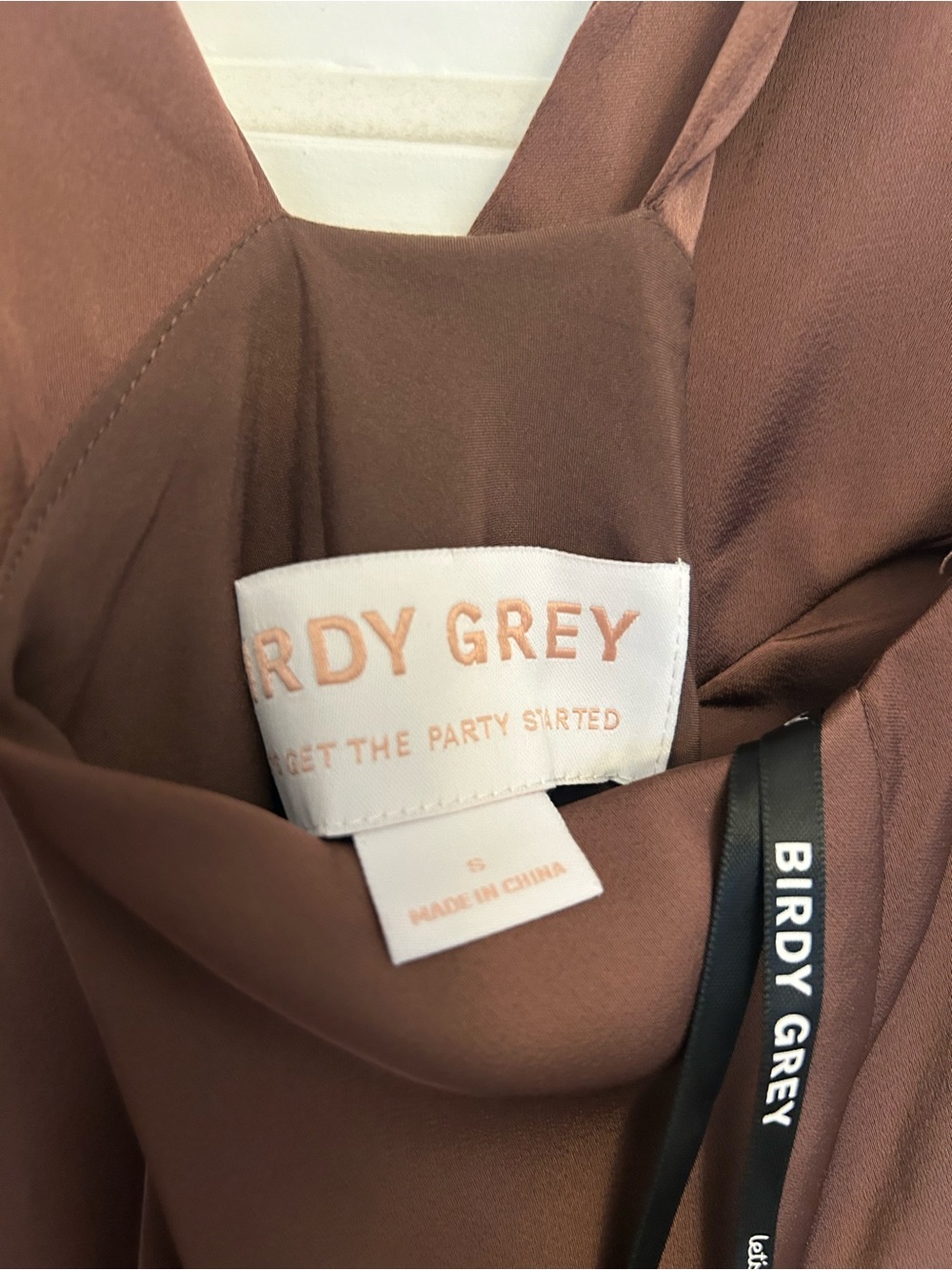 Birdy Grey One-Shoulder Brown Satin Dress - Picture 7 of 10